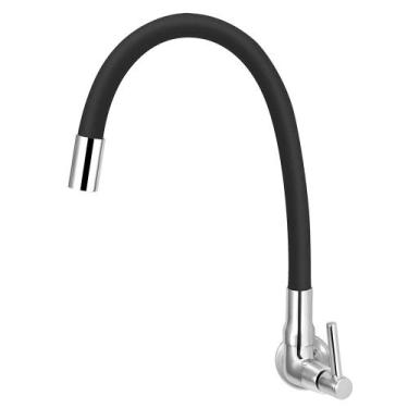Imagem de Torneira Cozinha De Parede Tubo Gourmet Flexível Preto - Modelar