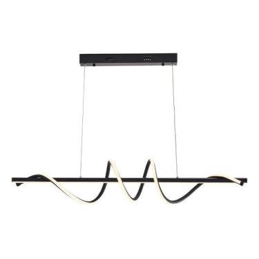 Imagem de Lustre Pendente Led Design Espiral Preto Moderno Luz Amarela - Domeny 