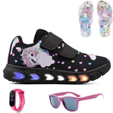 Imagem de Tenis Led Infantil Unicornio Meninas Chinelo Oculos Relogio - LIGHT, 3