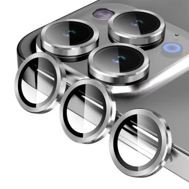 Imagem de Jeluse Protetor de lente de câmera para iPhone 17 Pro Max/17 Pro/16 Pro Max/16 Pro/15 Pro Max/15 Pro/14 Pro Max/14 Pro, kit de alinhamento de capa protetora de tela de vidro temperado 9H anel