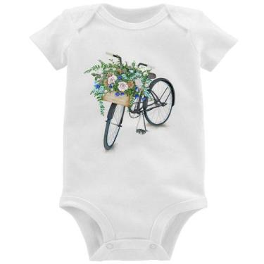 Imagem de Body Bebê Bicicleta Cesto de Flores - Foca na Moda, Branco, M