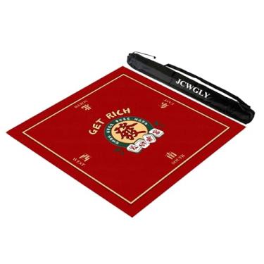 Imagem de Tapete Quadrado De Mahjong Para Mesa Com Bolsa De Transporte, Antiderrapante E Redutor De Ruído, Toalha De Mesa Grossa Para Jogos De Cartas E Tabuleiro De Pôquer(Red,23.62x23.62 in)
