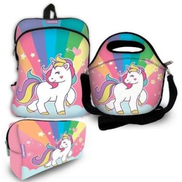 Imagem de Kit Escolar Plus com Mochila Plus + Lancheira + Necessaire Plus - ISOPRENE - Unicórnio Encantado-Unissex