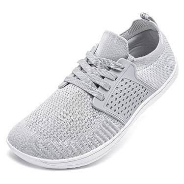 Imagem de HOBIBEAR Tênis masculino largo minimalista descalço Trail Running tênis de caminhada | Zero Drop Sole | Estabilidade no meio do pé, Cinza claro, 8 Wide Women/6.5 Wide Men