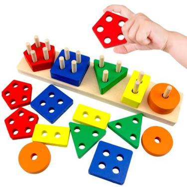 Imagem de Brinquedo Montessori CC GOAT de Madeira para Empilhar e Classificar - 