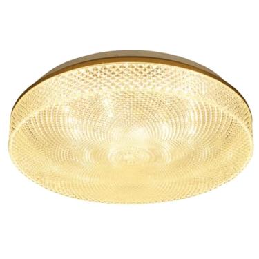 Imagem de Plafon LED Beau Redondo 24W com Cristal e Borda Dourada Luz Branco Quente 3000K Bivolt 35cm SL Iluminação