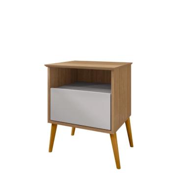Imagem de Mesa De Cabeceira Cancun 1 Gaveta Cinamomo Off White Bechara