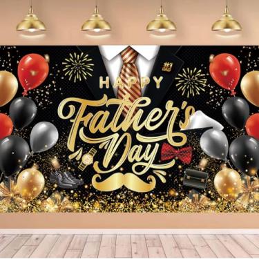 Imagem de LeDuo Pano de fundo de faixa feliz para o dia dos pais, decoração feliz do dia dos pais, decoração de festa do dia dos pais, adereços de estúdio de retrato para fotos de 182 x 111 cm - ouro preto
