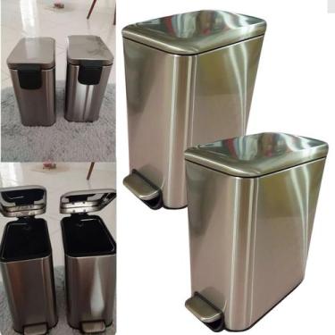Imagem de Lixeira Inox Banheiro Cozinha Premium Elegante  5 L Com Duas - POWERMA