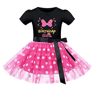 Imagem de IMEKIS Roupa de aniversário infantil para bebês meninas, vestido de bolinhas, faixa de cabeça de bolo, Halloween, cosplay, fantasia, sessão de fotos 1-6 anos, Preto + rosa - laço, 18-24 Months