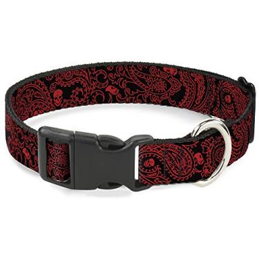 Imagem de Buckle-Down PC-W30226-S Bandana/Crânios Preta/Colar de Plástico Vermelho, Pequeno/23 – 38 cm
