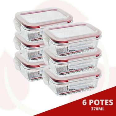 Imagem de Pote Papinha Vidro Trava Tampa 370ML Cor Sortida Lancheira 6Pçs - Belo