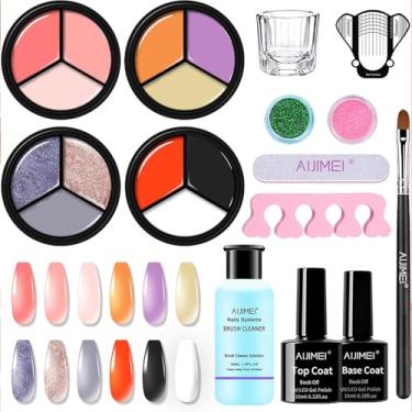 Imagem de AIJIMEI Esmalte de unhas sólido gel 12 cores conjunto de esmalte de gel sólido dourado brilho creme esmalte pintura de unhas imersão arte de unhas DIY manicure para casa