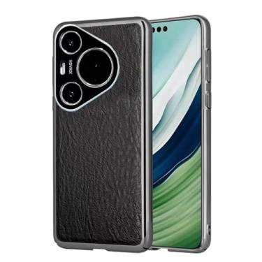 Imagem de LYJSMGZ Capa de negócios para Huawei Pura 70 Ultra/70 Pro/70 Pro+/70, capa de telefone clássica de couro ultrafina com revestimento à prova de choque, preta, 70