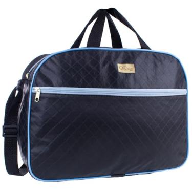 Imagem de Bolsa Saída Maternidade Grande Menino/Menina Multifunção (Preto com Azul)