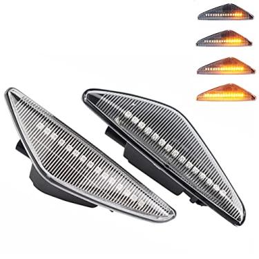 Imagem de csslyzl Conjunto de lâmpada de seta de LED âmbar sequencial de luz de sinalização lateral para BMW E70 E71 E72 X5 X6 X3 F25 lado do motorista e do passageiro (lente transparente)