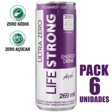 Imagem de Energético Life Strong Energy Drink 6 unidades Sabor Açai
