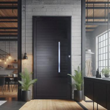 Imagem de Porta Lambri Pivotante de Aluminio 227x90cm com Puxador Reto Preto