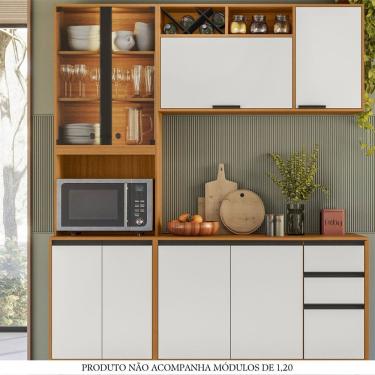 Imagem de Paneleiro Ravena 04 Portas Duplo Com Vidro e Led Poliman