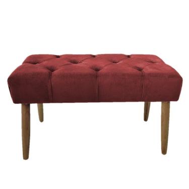 Imagem de Banco Estofado Jade 80cm Suede Vermelho - Majú Decor
