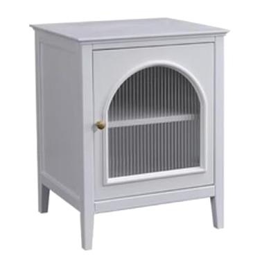 Imagem de Mesa de cabeceira grande para quarto com suporte de madeira moderna estilo nórdico ajustável, divisória interna de vidro, móveis de cabeceira