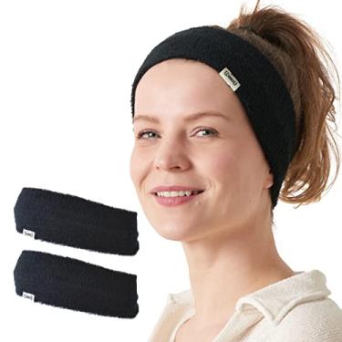 Imagem de CHARM Faixa de cabeça esportiva masculina pacote com 2 - toalha bandana absorvente de suor par roupa ativa preta