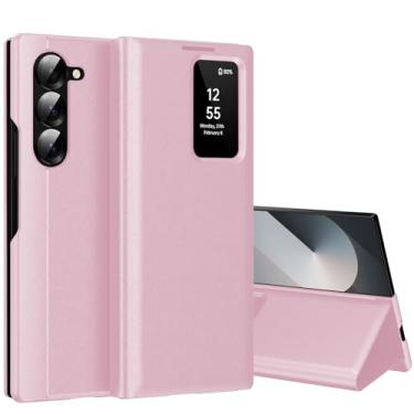 Imagem de Capa para Samsung Galaxy Z Fold 6 com Smart Small Screen View, S-View, capa carteira para Samsung Fold 6, capa de janela inteligente, capa protetora de couro flip inteligente para Samsung Z Fold 6