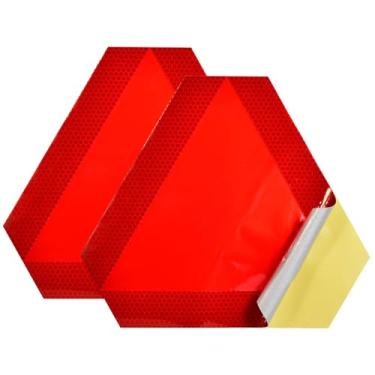 Imagem de Kichwit Adesivo refletivo de triângulo de veículo de movimento lento, 24 x 21 cm, placa de segurança para tratores agrícolas de carrinho de golfe, pacote com 2