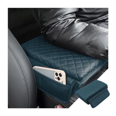 Imagem de zipelo Almofada de apoio de braço para carro, almofada de console central de couro de fibra de carbono, caixa de apoio de braço de espuma de memória com bolsa de armazenamento, travesseiro de descanso de mão com bolsos organizadores, ajuste universal para a maioria dos veículos (azul)