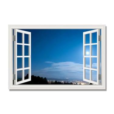 Imagem de PY3H69 Arte de parede em tela de janela aberta, impressão natural em tela. Lindo céu 71 cm, decoração de parede de imagens de paisagem de janela, decoração de casa moderna 70 x 105 cm - 27,6 x 41,4