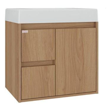 Imagem de Kit Gabinete Para Banheiro Com Cuba Marbella 64x78x42 Cm - Fabribam