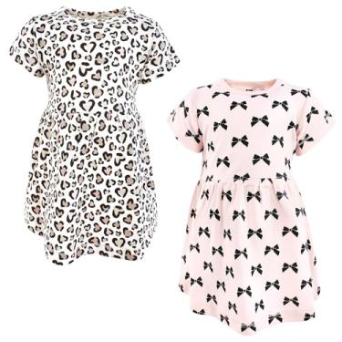 Imagem de Hudson Baby Vestidos de algodão para bebês e meninas, Laço de coração leopardo, 0-3 Meses