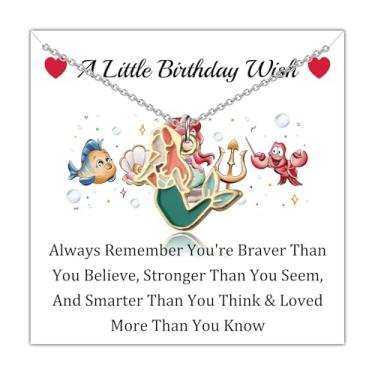 Imagem de WUSUANED Colar de desejo de sereia, joia inspirada em desenhos animados, presente para amantes, presente de princesa, aniversário, sereias, presente, Large, Aço inoxidável, Sem Pedra Preciosa