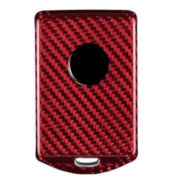 Imagem de Capa 100% fibra de carbono para Volvo Key Fob, capa de fibra de carbono genuína para Volvo XC60 2018 Smart Fob Remote Key, nova capa protetora de chave de carro quente para homens capa de pele para mulheresM.JVisun vermelho M.JVISUN-KC-C800VV
