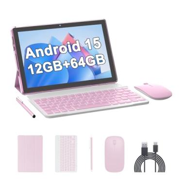 Imagem de Tablet de 10 polegadas Android 15 (não vai), tablets com teclado 64 GB de ROM + 12 GB de RAM (expansão de 4 + 8 meses), suporta expansão de 1 TB 2 MP + 8 MP, câmera dupla, 6000 mAh, 5G, WiFi6, tablet