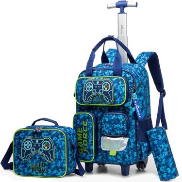 Imagem de MYHSBYO Mochila com rodinhas para meninas e meninos, com rodas, mala de viagem, Jogo B, Medium, Moderno