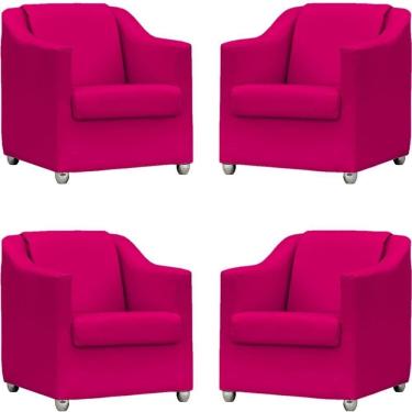 Imagem de Kit 4 Poltronas Mila Corino Cores Pé De Plástico Cromado - Pink Corino