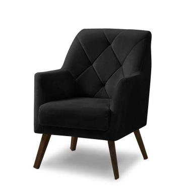 Imagem de Poltrona Decorativa Retrô Recepção Magali Veludo Preto Lansofbr