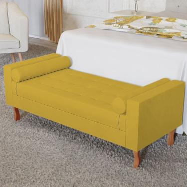 Imagem de Recamier Baú Félix Solteiro 195cm Suede Amarelo