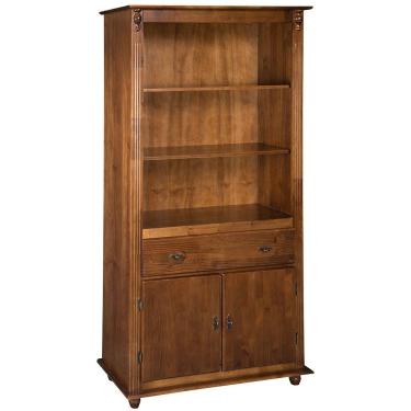 Imagem de Estante 2 Portas 1 Gaveta 2 Prateleiras Pinhão Verniz