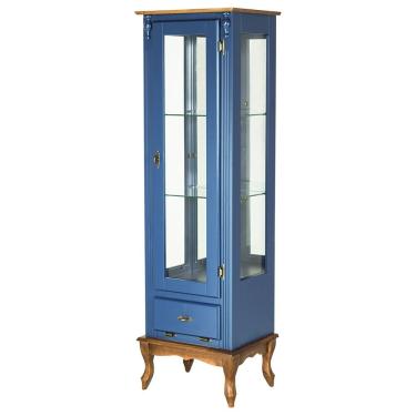 Imagem de Cristaleira Vitrine Espelhada Antique Média Laca Azul