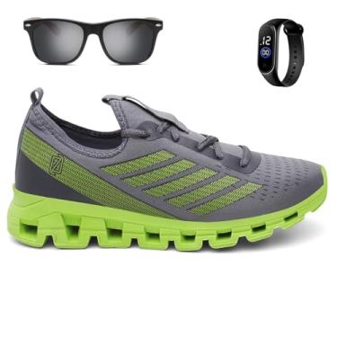 Imagem de Kit Tênis Masculino Esportivo Para Corrida Caminhada Ultra Macio + Óculos e Relógio Digital - Cinza/41