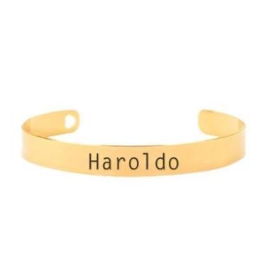Imagem de Bracelete Personalizado Gravação Nome Haroldo Banhado Ouro 18K - 999003195-Feminino