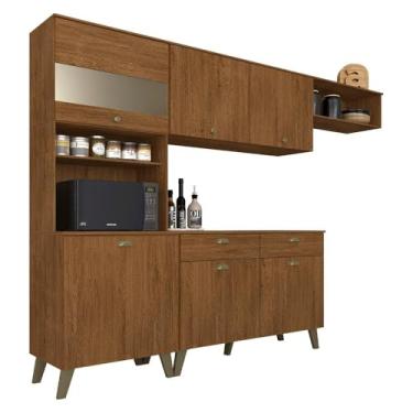 Imagem de Armário De Cozinha Sophia 4 Pçs Retro Com Vidro Freijó - M.a Freijó