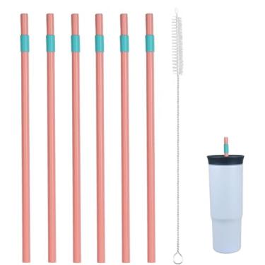Imagem de Canudos de substituição para copo Owala 1,134 g - inclui 6 canudos e 1 pacote de escova de limpeza (laranja-azul)