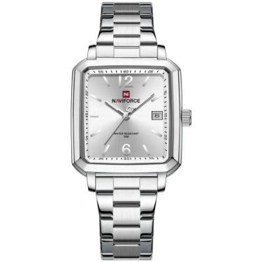 Imagem de Relógio Masculino Design Quadrado Casual Esportivo De Quartzo Impermeavel Branco Prata