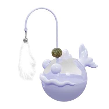 Imagem de IEUDNS Brinquedo interativo para gatos, alimentador lento, brinquedos engraçados para exercícios, vara de provocação, brinquedo de comida para gatos, Roxo