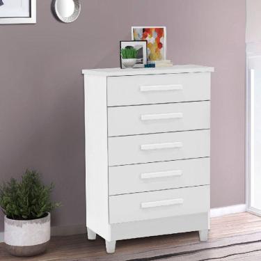 Imagem de Cômoda Branco Fosco 5 Gavetas Paola - Rud Rack