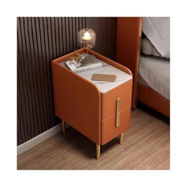 Imagem de Mesa De Cabeceira Estreita De Madeira Maciça Com Gavetas, Mesa De Cabeceira Moderna Com 4 Pernas Para Sofá De Quarto, Dormitório E Espaços Pequenos(Orange,19x15x18in)