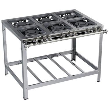 Imagem de Fogão Industrial Stori Premium 6 Bocas 30x30 M15 Aço Inox 430 Metalmaq Fogão Baixa Pressão